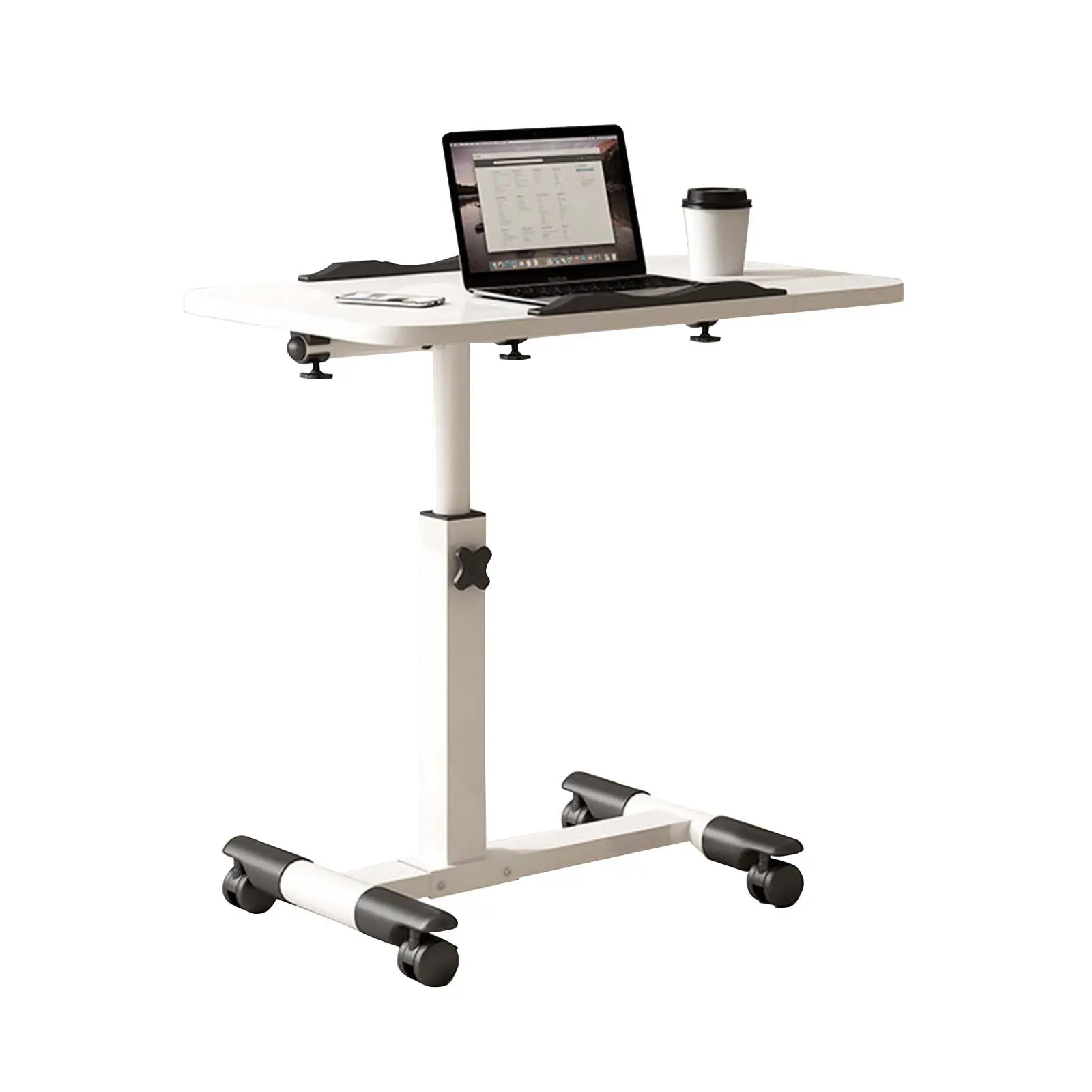 Garvee Adjustable Overbed Laptop Desk with Wheels：Mobile Rolling Table for Bed & Sofa, Height Adjustable, Collapsible Portable Workstation for Hospital & Home Office, Back to School & Christmas Gift