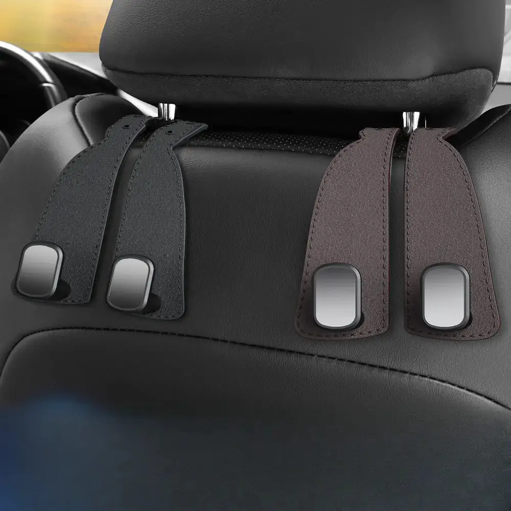 summerwins 4-Pack Upgraded Faux Leather Hidden Dual Car Hooks - Universal Rear Seat Back Hangers, Car Accessories for Bags, Purses, Outdoor Travel Use,Multicolor,Resin,Rhinestone,Craft,Kit,Silver,Snowman,Gingerbread,Santa,Charms,ste,aesthetic,jewelry,gift