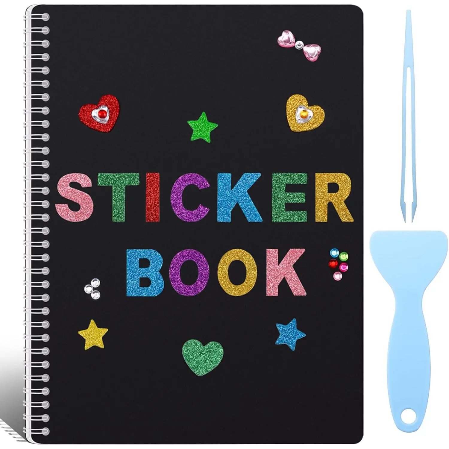 Large  Sticker Book Collecting Album, 8.5x11 Inch Sticker Storage Collection Organizer Book with 40 Sheets Blank Release Paper, Letter &  Cover Stickers and Tools