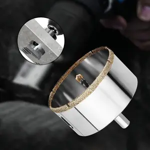 Diamond Hole Saw with Center Drill Bit – Power Tool Accessory for Ceramic, Porcelain, Marble, Slate, Light Stone Materials; Keep Adding Water, Reduce Drilling Speed to Prolong Service Life
