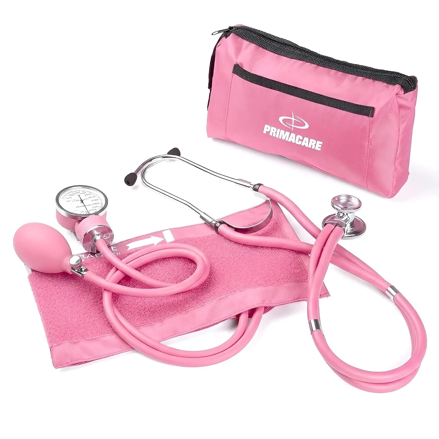 Primacare DS-9181-PK Professional Aneroid Sphygmomanometer and Sprague Rappaport Stethoscope, Manual Blood Pressure Kit with Cuff and Carrying Case, Pink