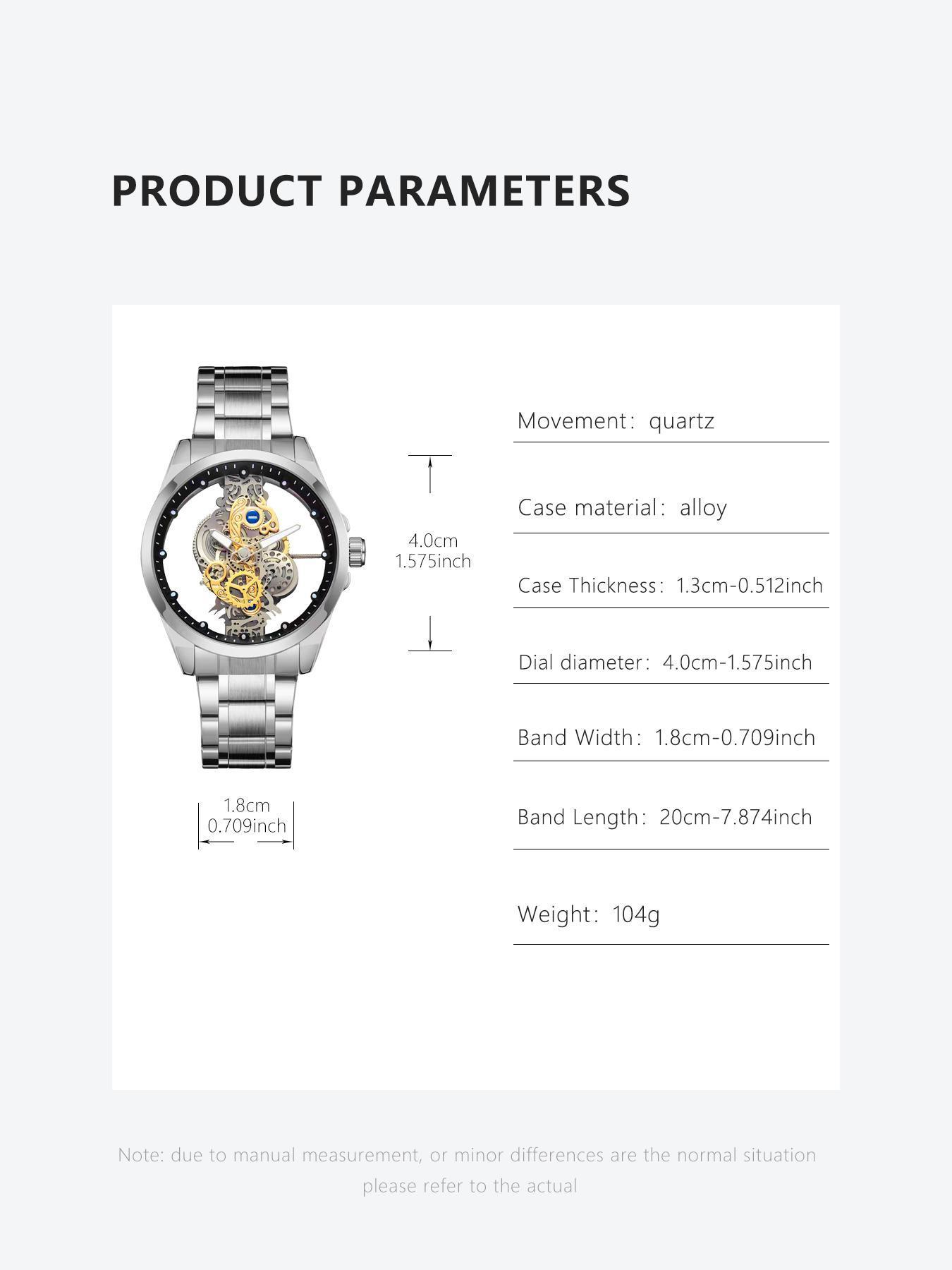 Men's Fashion Sporty Watch, Hollow out Design Round Dial Clasp Analog Quartz Watch, Elegant Business Wristwatch for Daily or Formal Occasions As Gift, with Box