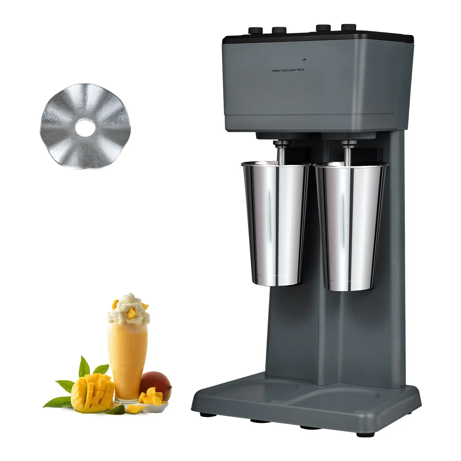 Milkshake Maker 375W Dual Electric Milkshake Machine With Two Heads, 3-Speed Beverage Mixer Blender, Includes 2 X 820 Ml Stainless Steel Cups, Heavy Duty For Commercial Cafes And Home Use