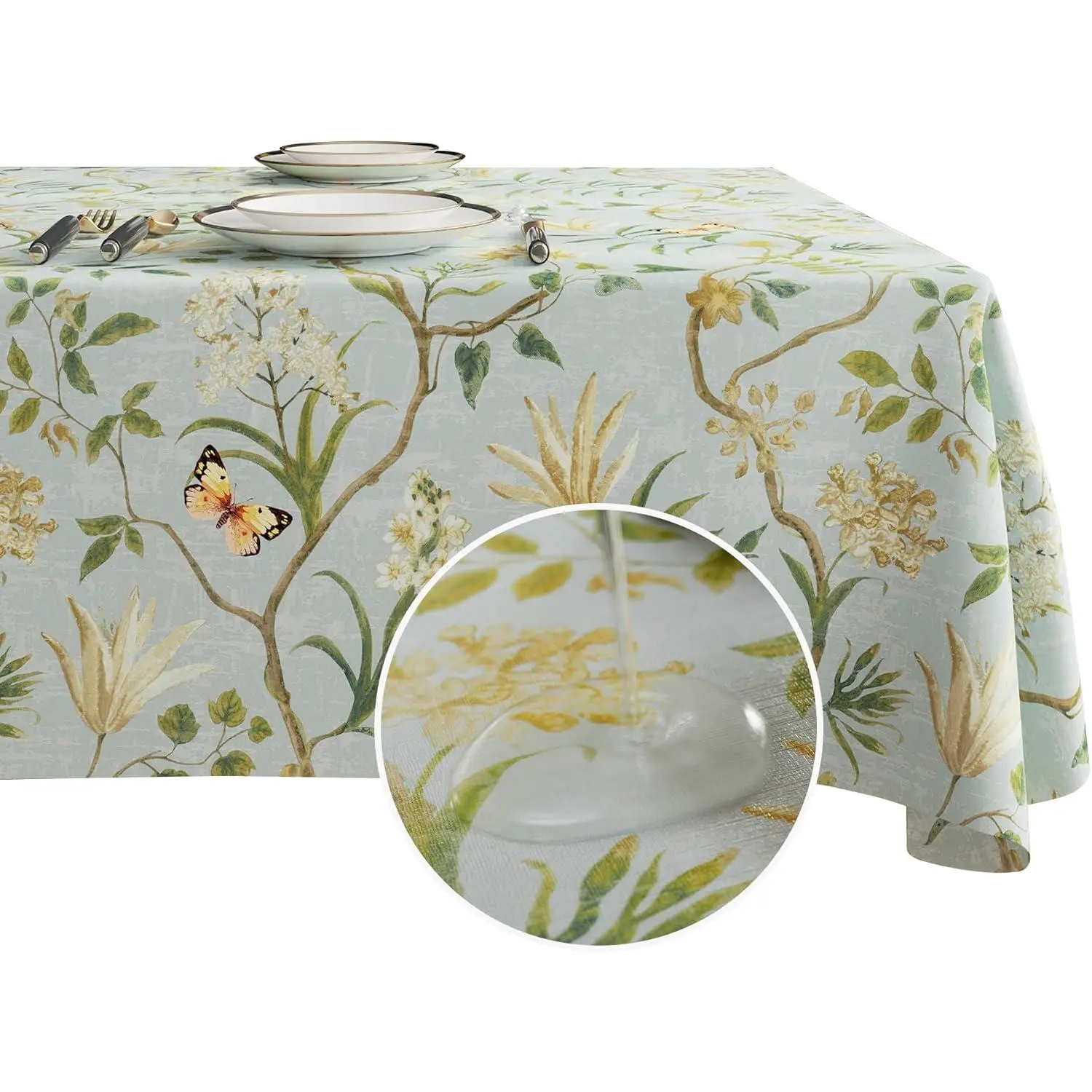 Rectangle Table Cloth,Waterproof Tablecloth Oil Proof Spill Proof Vinyl Table Cloth, Wipe Clean Plastic Table Cover for Dining, Camping, Indoor and Outdoor 52" x 70",Leaves Disposable Golden Round Placemats coffee mat bedroom decor