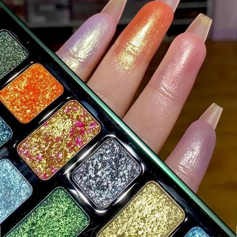 16 Colors Full Flash Pearl High Pigment Eyeshadow Palette,Green Multicolor Eyeshadow,Create A High Cold Deep Look, Carnival 16 Colors Full Flash Pearl High Pigment Eyeshadow Palette,Green Multicolor Eyeshadow,Create A High Cold Deep Look, Carnival