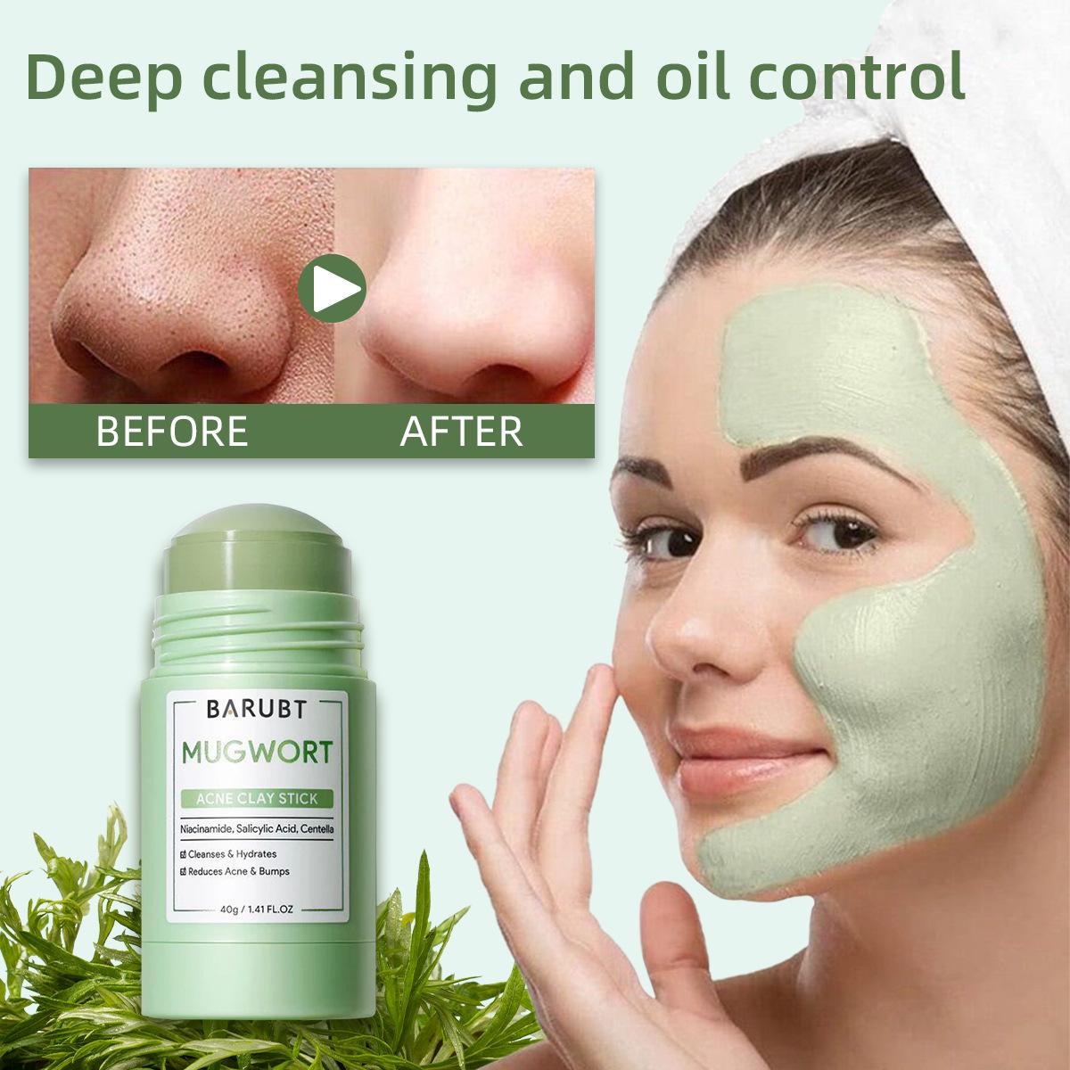 No More Messy Clay Masks!  Mugwort Mask Stick – Swipe, Wait, Wash Off, See Blackheads Gone, Gentle & Soothing, Pores Look Tighter in 1 Week