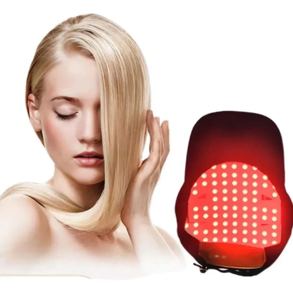 LED Photon Vibration Hair Hat, Therapeutic 7 Color Lights Headlight Device, Scalp Head Massage for Men and Women, Easy Wear, Lightweight, Compact, Wearable, Travel Friendly
