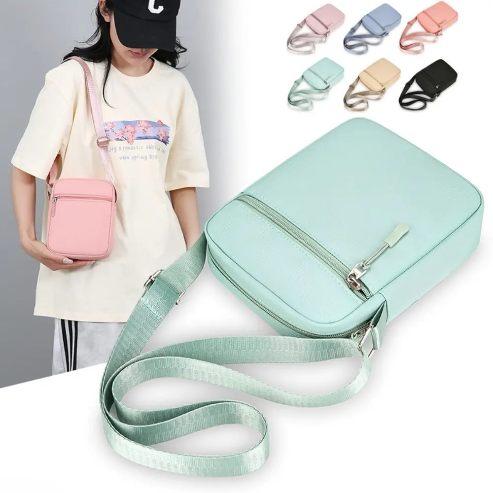 Women's New Fashion Minimalist Decluttering Mini Crossbody Bag - Oxford Fabric, Multi-Compartment, Lightweight, Adjustable Strap, Zipper Lock Phone Sling Purse for Daily Shopping & Walking, Multi-Compartments