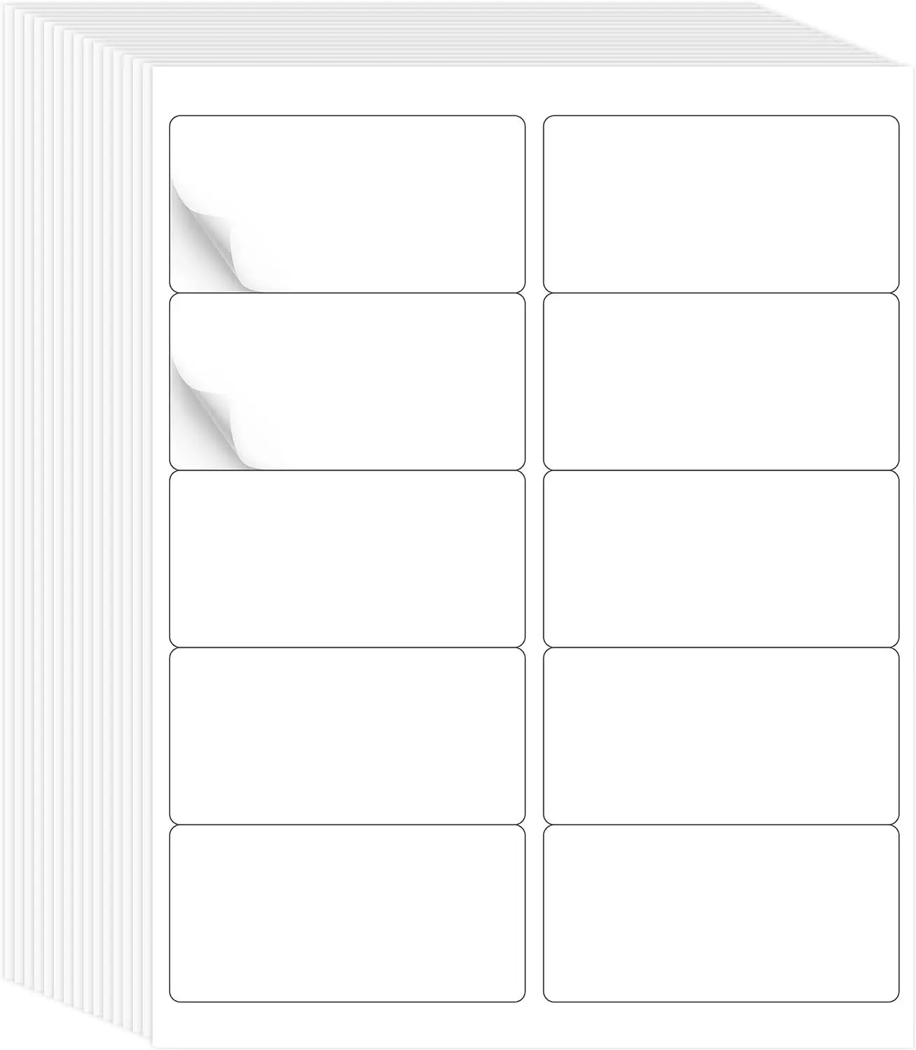 2" x 4" Label Stickers, Printable White 10 per Sheets Total 1000 Labels for Laser/Inkjet Printing - Matte (1000 Labels)