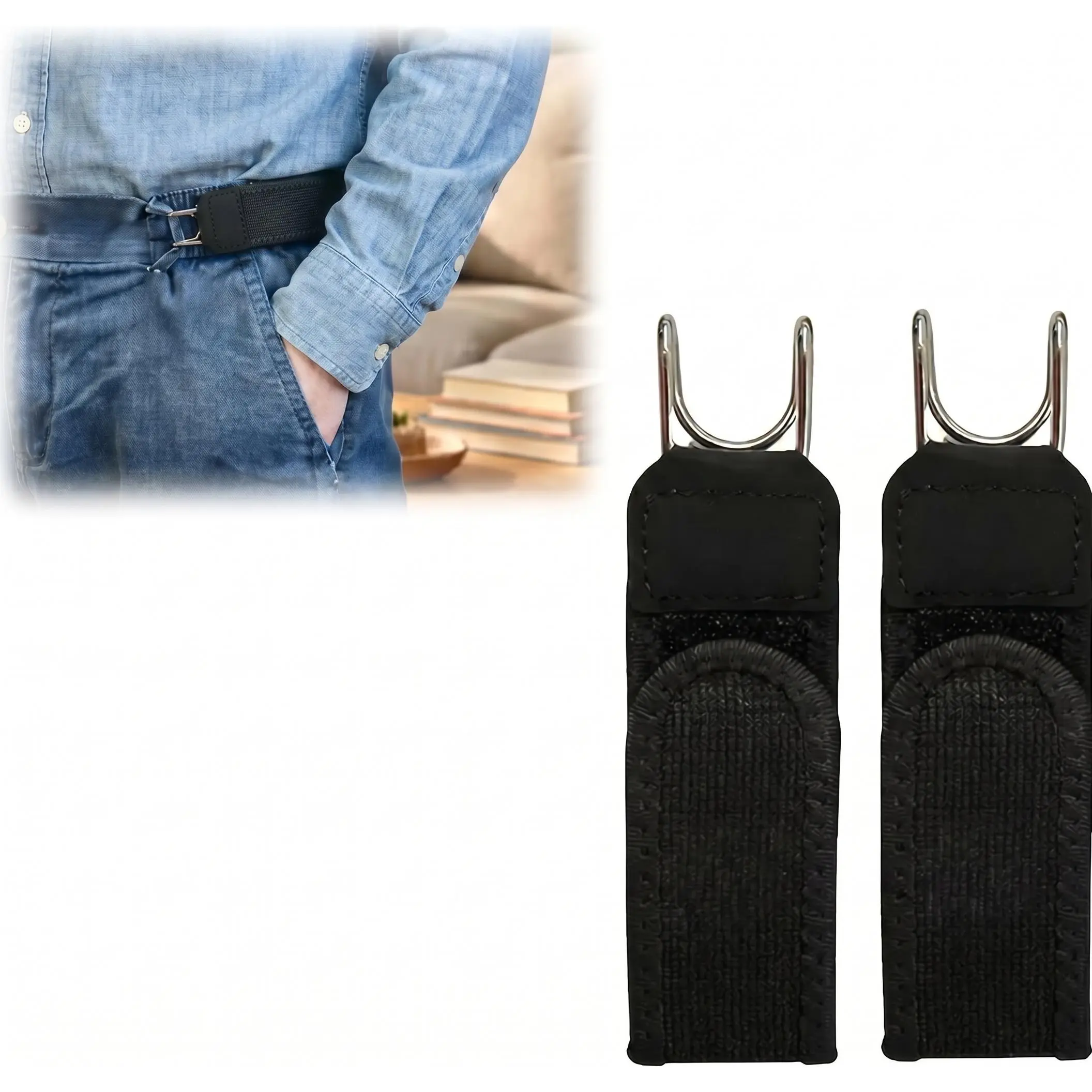 No Buckle Elastic Pants Waist Extenders, Adjustable Hook & Loop Jean Waistband Expanders, Comfortable Stretchy Pant Waist Helper With Metal Hooks, Unisex Clothing Accessory Daily Wear Jeans Trouser Waist Adjust Gadget 2026 Viral Clothing Tool-YY0