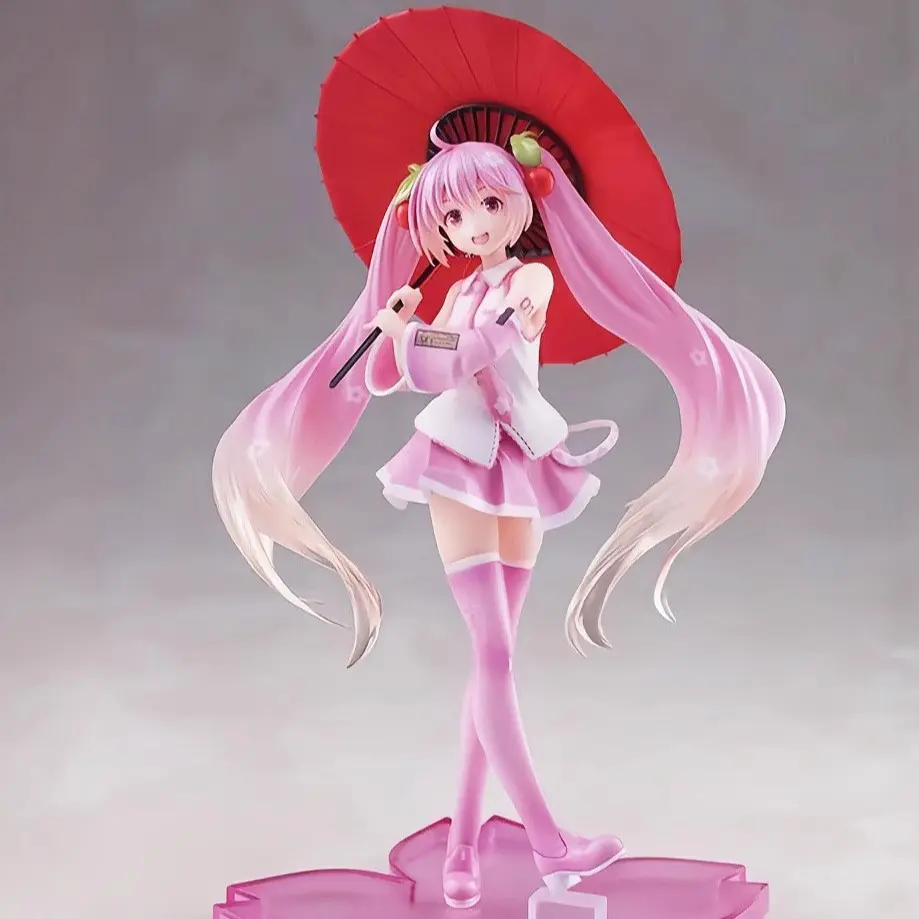 Hatsune Miku Umbrella Cherry Blossom Figure, PVC Figure, Figurine, 24cm Desktop Decor, Anime Statue, Gift for Fans, PC Case Ornament