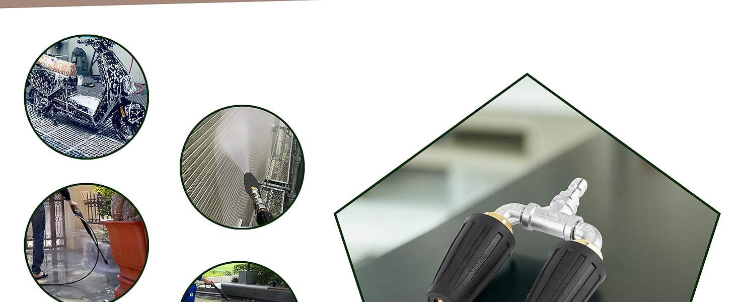 SUNDAY MIRTH Dual Turbo Nozzle Pressure Washer, 2.0mm Orifice Twin Turbo Nozzle, 360°   Rotating Power Washer Nozzle, 4-6 GPM, 4000 PSI, 1/4 Inch Quick Connector