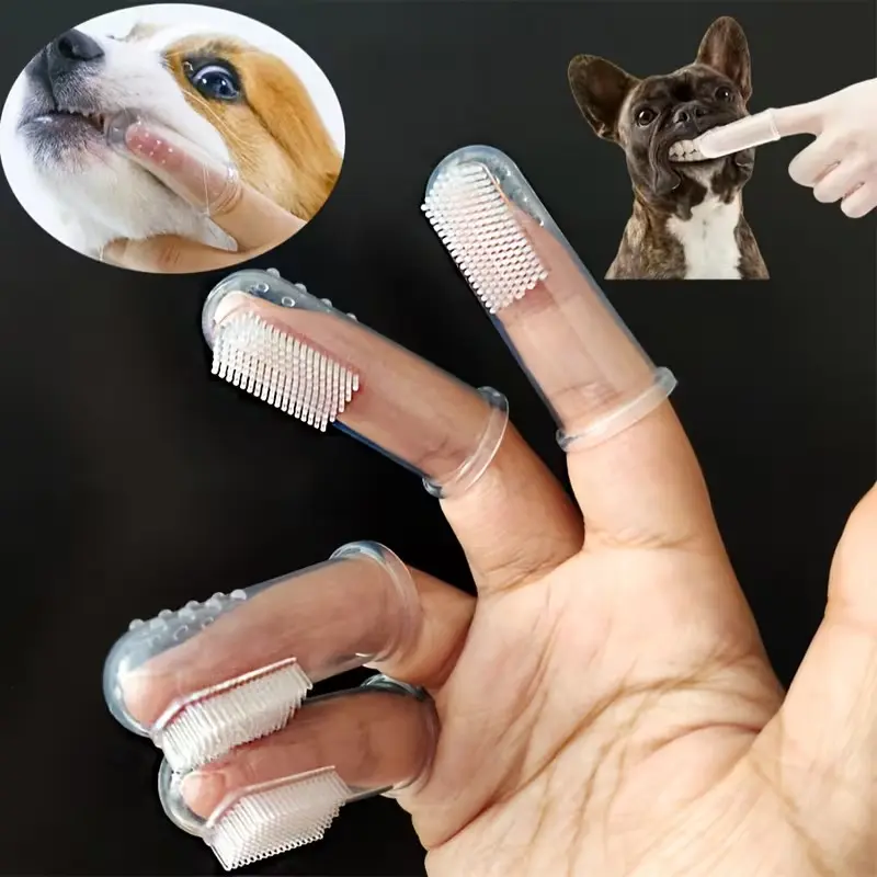 Four-Pack Pet Finger Toothbrushes, Effective Dental Care for Dogs and Cats, Universal Use, Convenient Oral Hygiene Solution