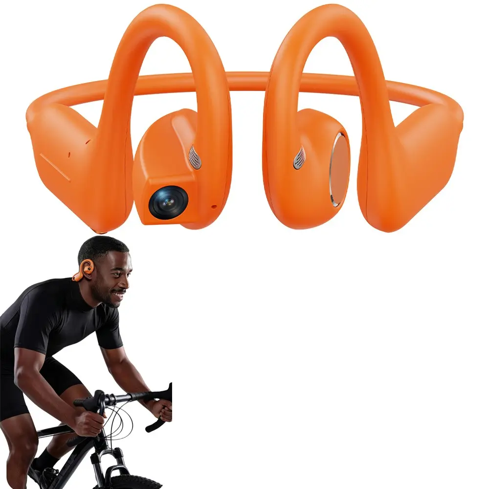 Bone Conduction Earphones with Bluetooth Calling， Wireless Headphones with Camera,8MP POV Camera, Open-Ear Earbuds, Photo&Video Shooting, Audio Recording, Hands-free Call,AI Real Time Translation ,8GB Memory, 10 Hours Music Time , Free APP