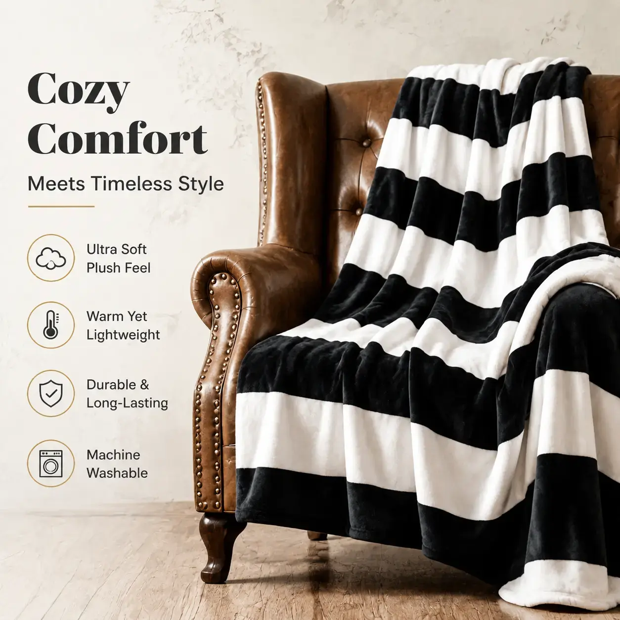 Premium Flannel Fleece Classic Home Style Blanket - Ultra-Soft Microfiber, Lightweight, Pill-Resistant, All-Season, Suitable for Sofas/Beds, Ideal Gift for Adults, Classic Home Style Blankets