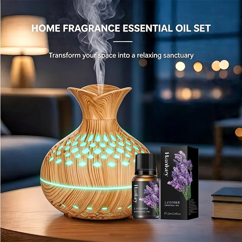 Elegant Wooden Aromatherapy Essential Diffuser with Lavender Oil  2 Mist Modes - USB-Powered Compact Design for Home, Office, Car - Perfect Valentine's Day & New Year Gift,   Office Air Quality, Modern Desk Accessory, Highquality Mist Output