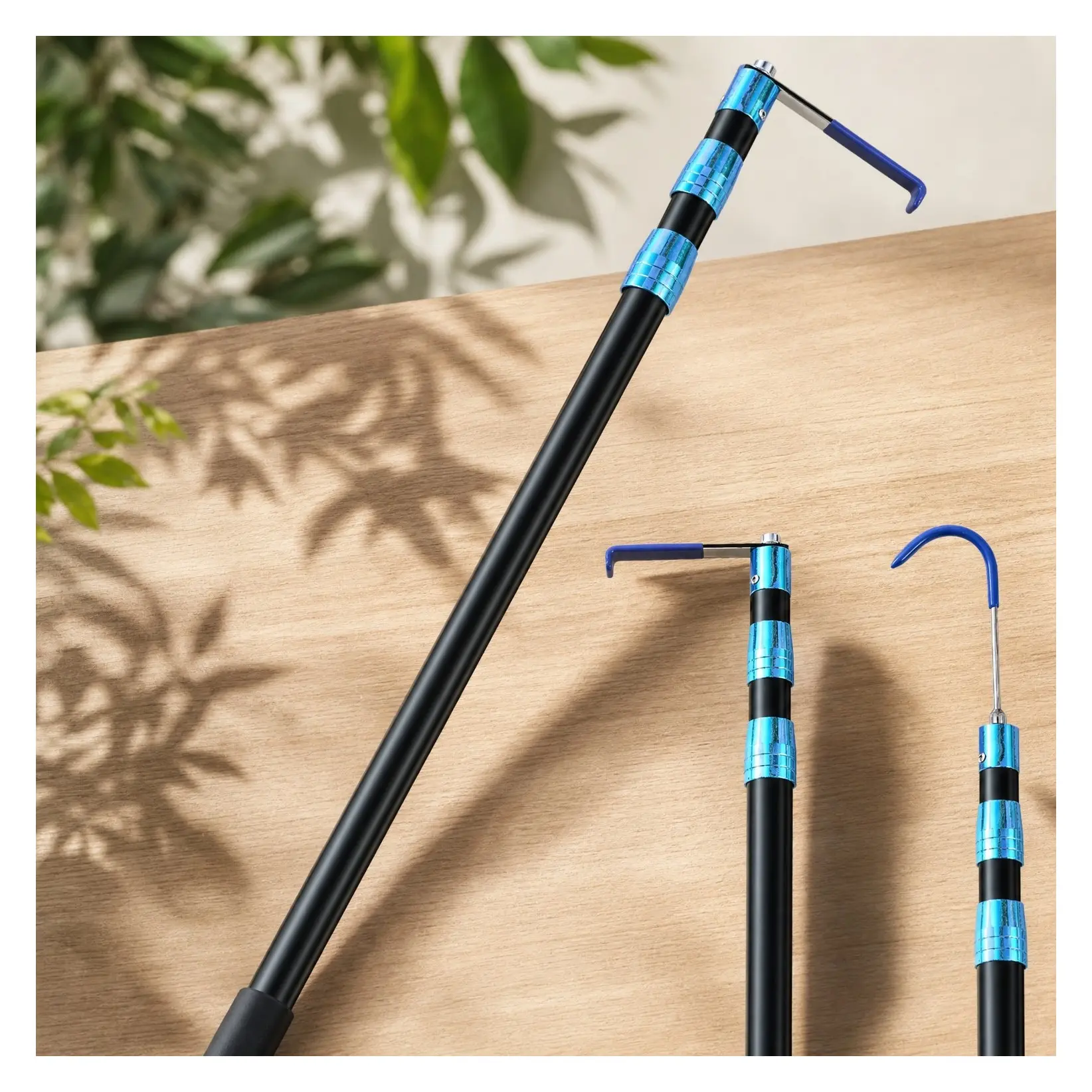 6.3 Ft Extendable Cargo Grabber Reach Retriever Tool for Pickup Truck Bed, Multi-Use Truck Bed Reach Tool with 2 Hooks (Jet Black)Gift