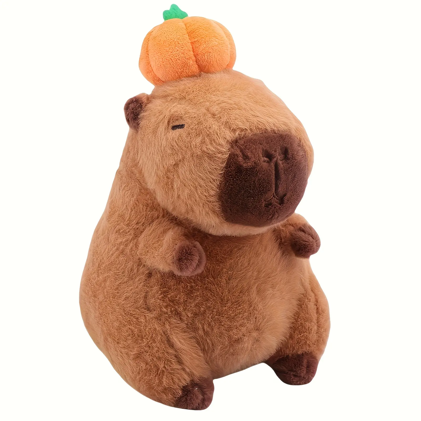 25cm/9.45in Festive Furry Pumpkin Capybara Plush Toy Soft Cuddly Gift Perfect Party Favor & Gift for Halloween, Thanksgiving, and Birthdays