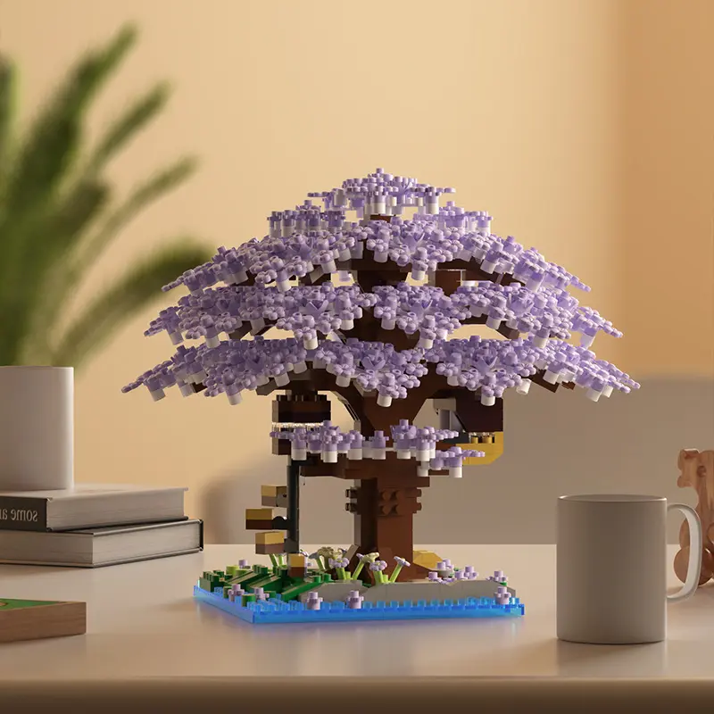 Rainbow Cherry Blossom Treehouse Building Block Set – Kids' Construction Toy & Holiday Gift