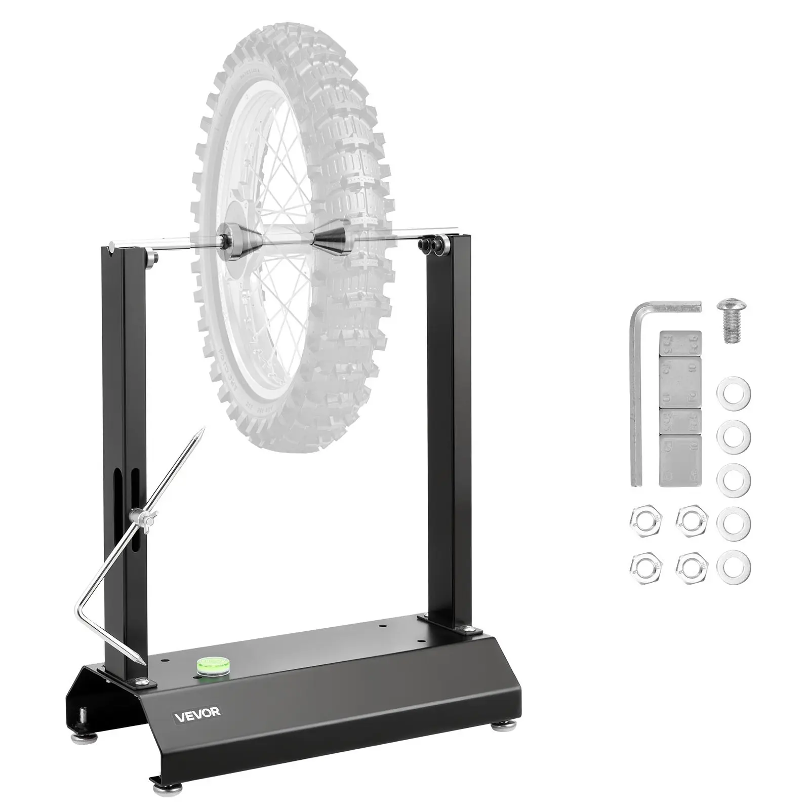 VEVOR Strong Motorcycle Wheel Balancer, 88.2 lbs Capacity, 32 in Wheel Dia Tool Kit with Adjustable Centering Cones, Truing Pointer, 15.9 x 8.7 x 20.1 in, Accessories for Bikes & Motorcycles