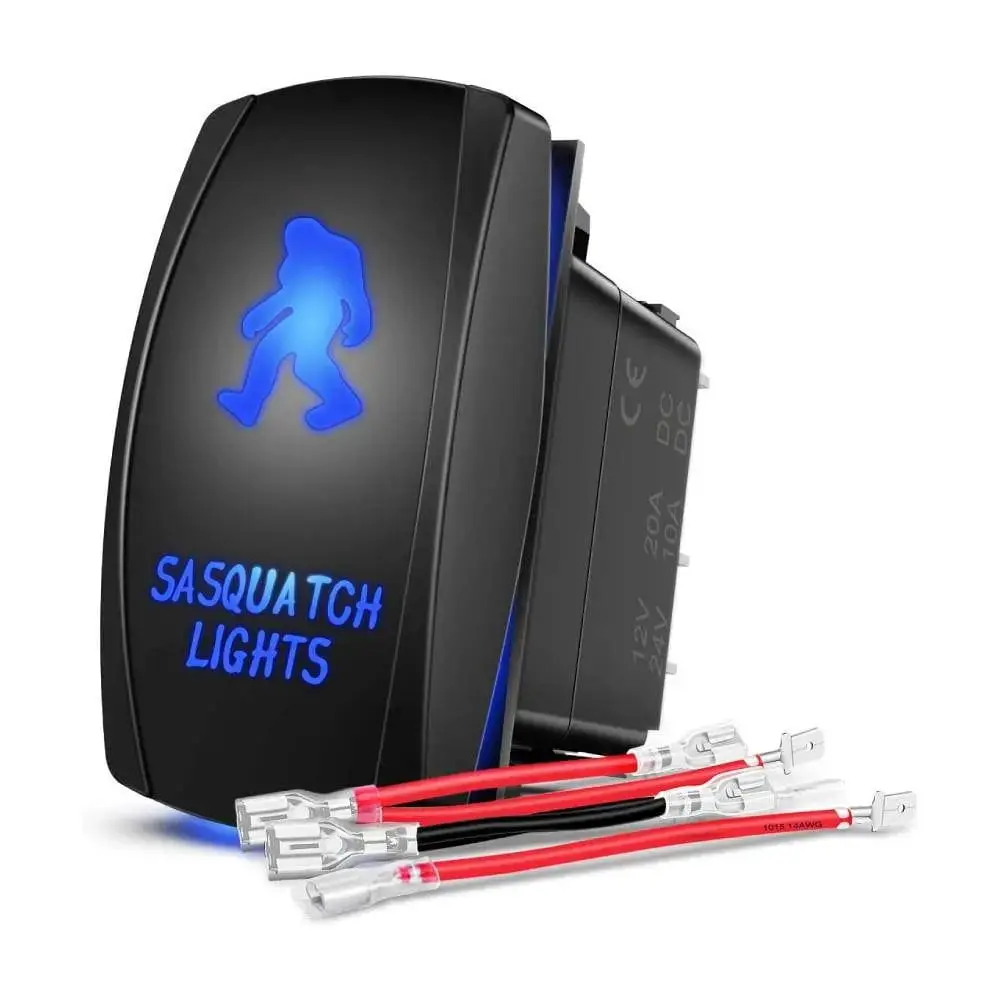 Nilight 5-Pin Laser On/Off Sasquatch Light Rocker Switch, Blue - Compatible with Trucks, Motorcycles, Headlights, Taillights, Boat Lights