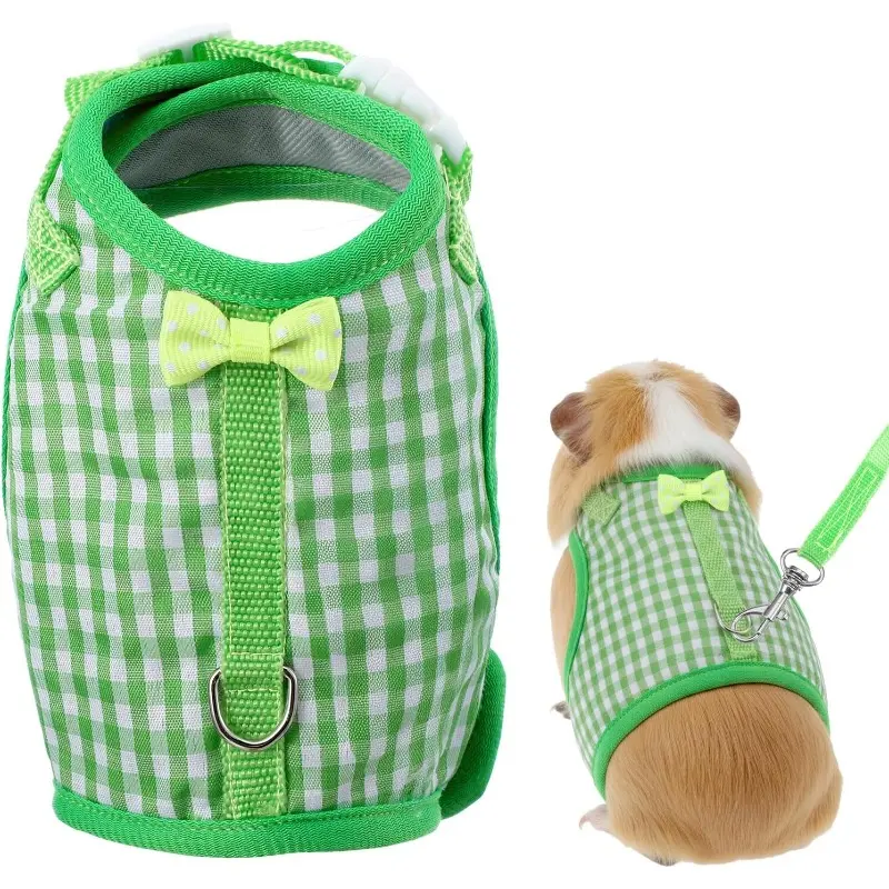 Guinea Pig Harness Leash Set,Adjustable Guinea Pig Harness,Elastic Guineas Pigs Leash and Harnes for Pet Hamster Squirrel Animals & Safe Pet Supervision