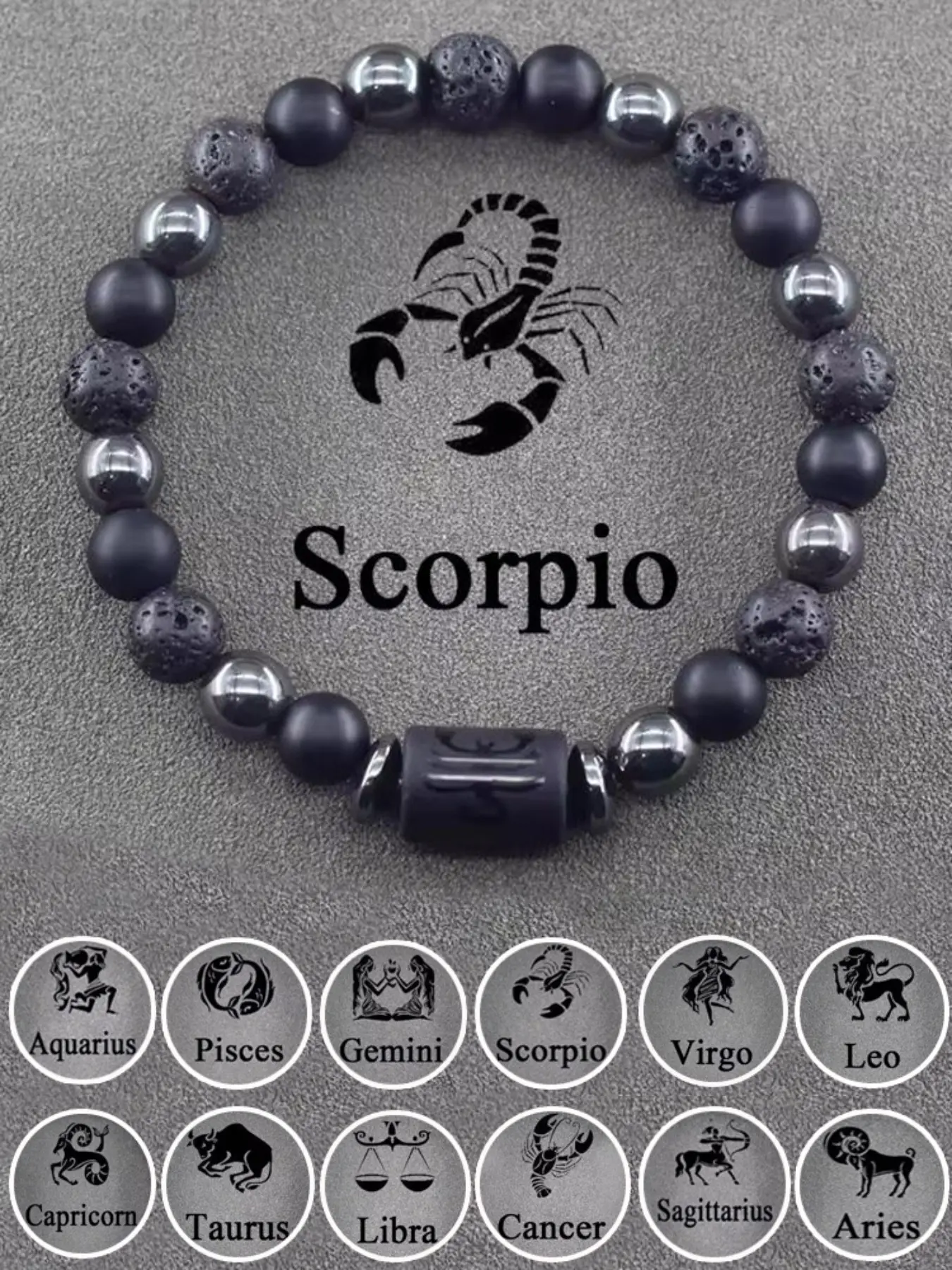 Fashion Zodiac Bracelet, Bohemian Bracelets, Elastic Beaded Stone Chain, Boho Style, Perfect Gift for Couples, Valentine's Day or Birthday, Fashionable Bracelet Style