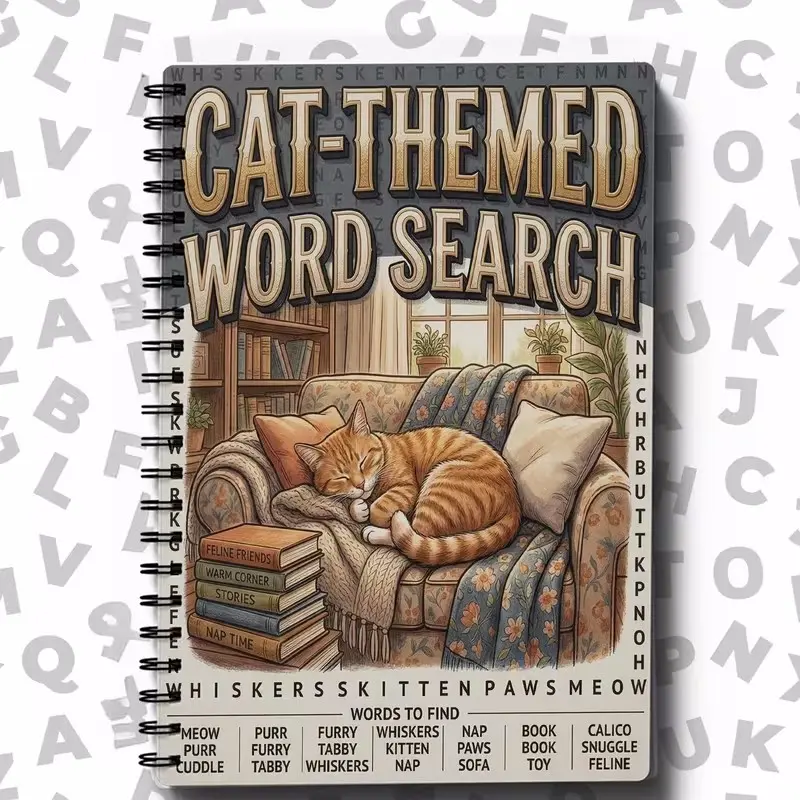 Cat Lovers Crossword Puzzle Notebook, Designed for Cat Moms and Pet Owners, Relaxing Brain Training Log, Anxiety Relief, Focus Improvement