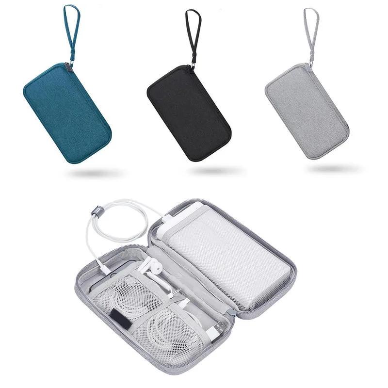 Oxford Travel Cable Bag Shockproof Multi-layer Charger Data Cable USB Bag Organizer Solid Color Electronic Accessory Storage Bag