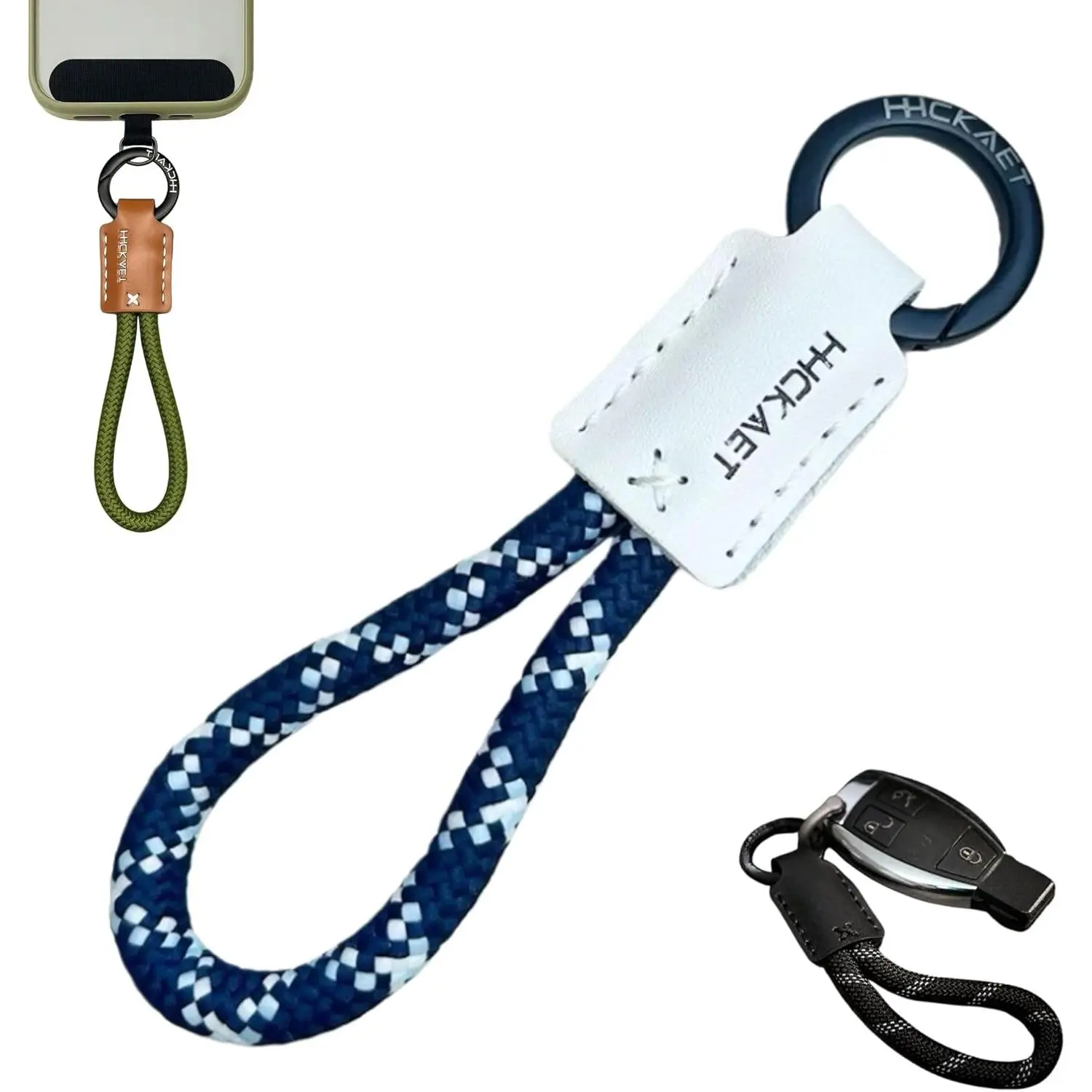 Handmade Cowhide Leather Keychain - Unisex Short Wrist Strap Lanyard with Holder & Leather Tag for Car, Automobile, Daily Use, 01 Classic Black Casual Wrist Loop