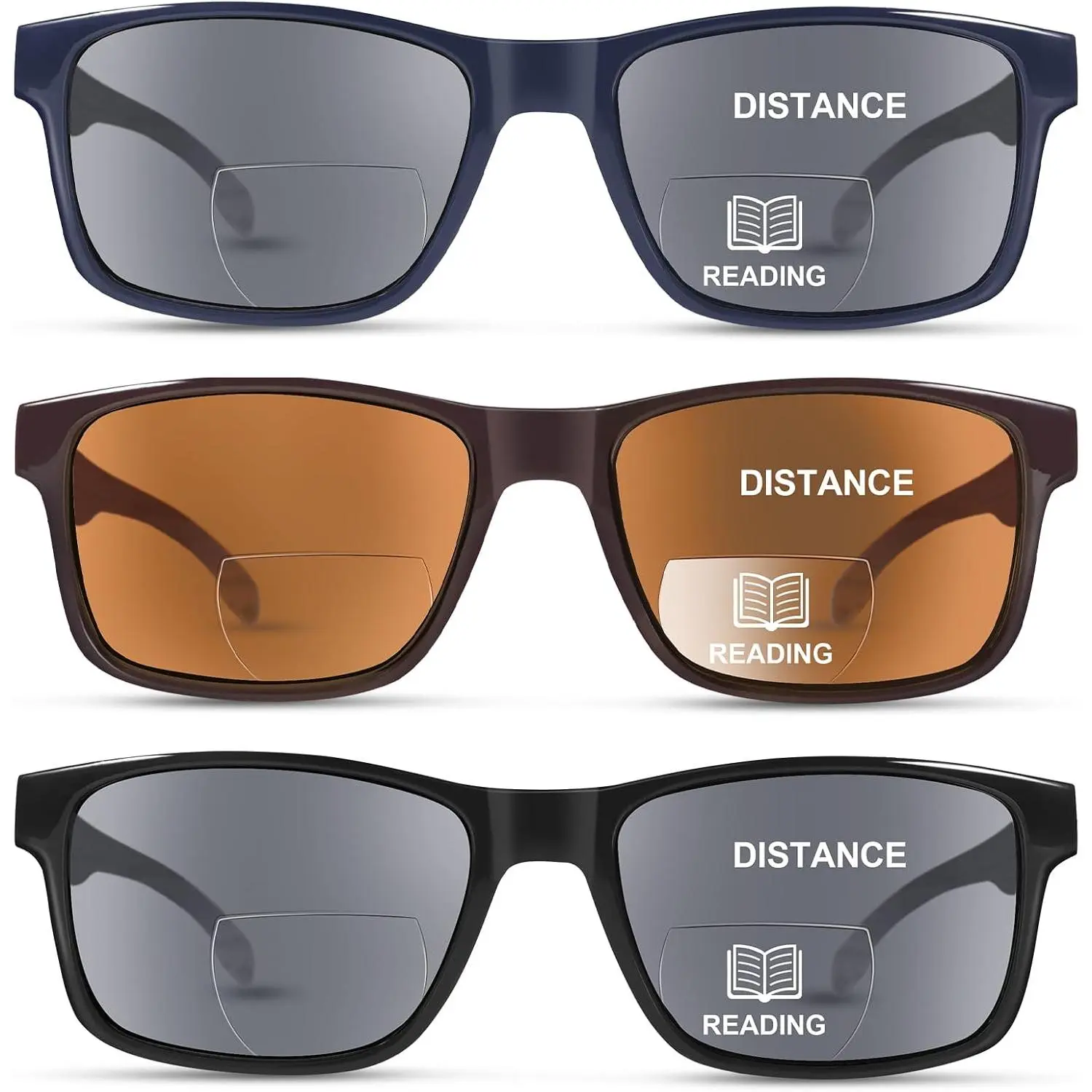3 Pack Bifocal Reading Sunglasses For Men/Women - Fashion UV400 Sunglasses With Readers  In Sun Outdoor Protection(4.0)