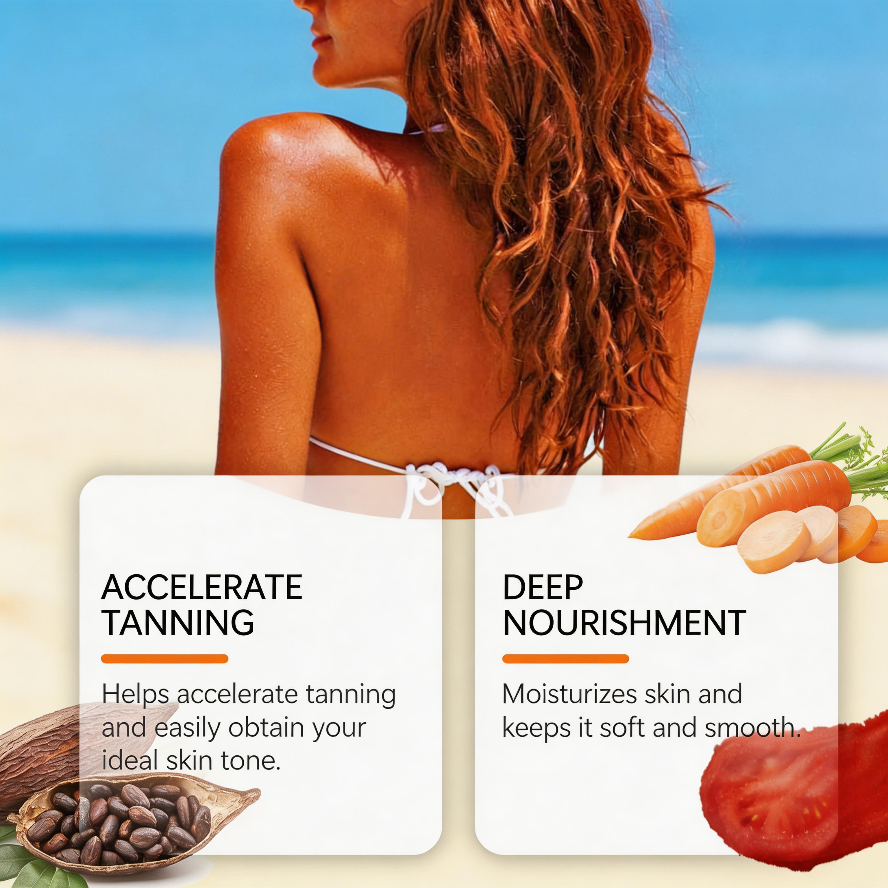 WEST MONTH Intensive Tanning Gel, Carrot & Coconut Extract Accelerated Natural Bronze, Skin Protection & Sun Damage Reduction, Long-Lasting Hydration Lock, Lightweight Non-Greasy Fast Absorbing for All Skin Hydrating balm