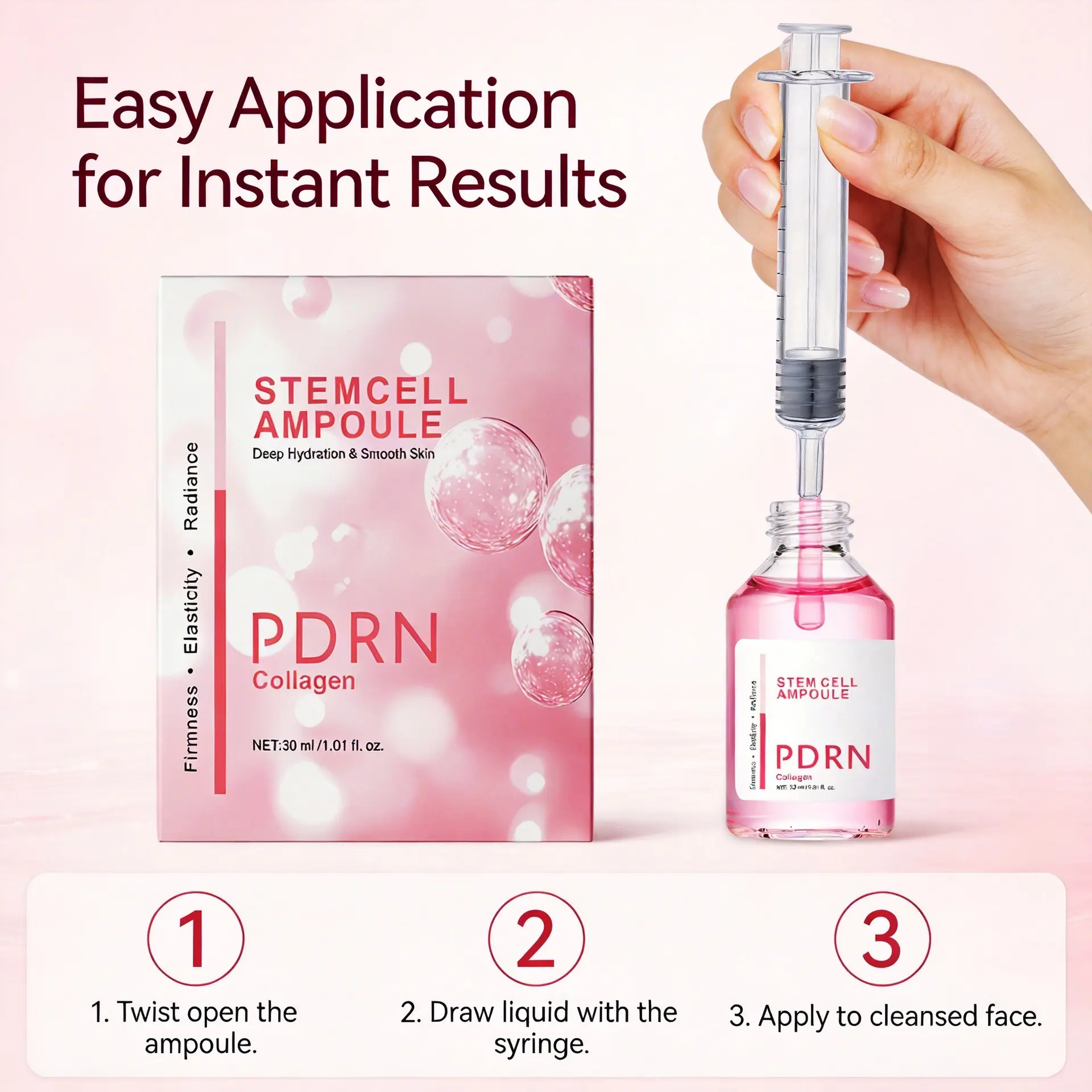 Senmu Silk Collagen Peptide Ampoule Serum, Salmon Essence Hydrating Repair, Moisturizing Skin Care, Formula, Deep Moisture Serum, Nourishing Serum