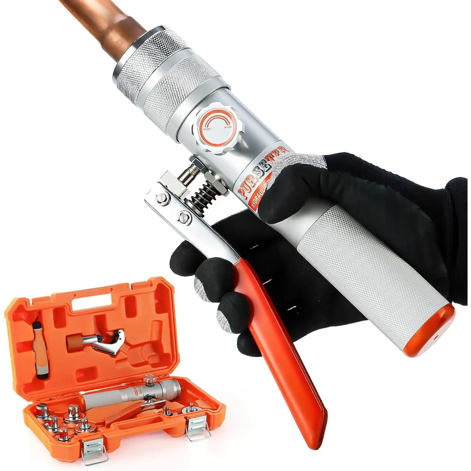 HVAC Hydraulic SWAGING tool kit for copper tubing Expanding with 3/8,1/2,5/8,3/4,7/8,1,1-1/8 Inch