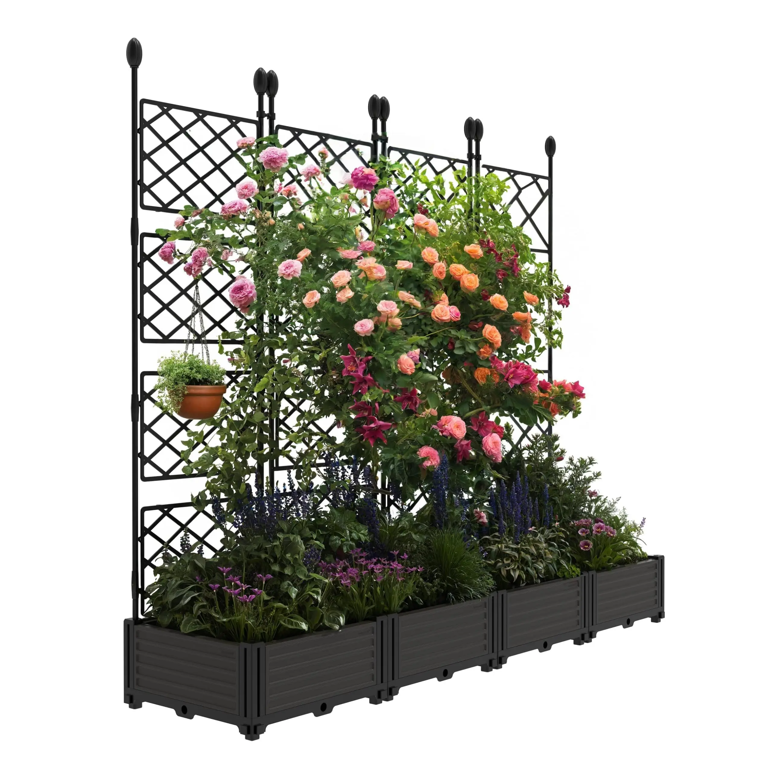 Garvee New Upgraded Garden Trellis Planter Box Set with Climbing Net Support PP Plastic Screen Rack for Vine Plants Flowers Vegetables Indoor Outdoor 1Pcs Ideal Christmas Xmas Birthday Gifts for Women Men Friends