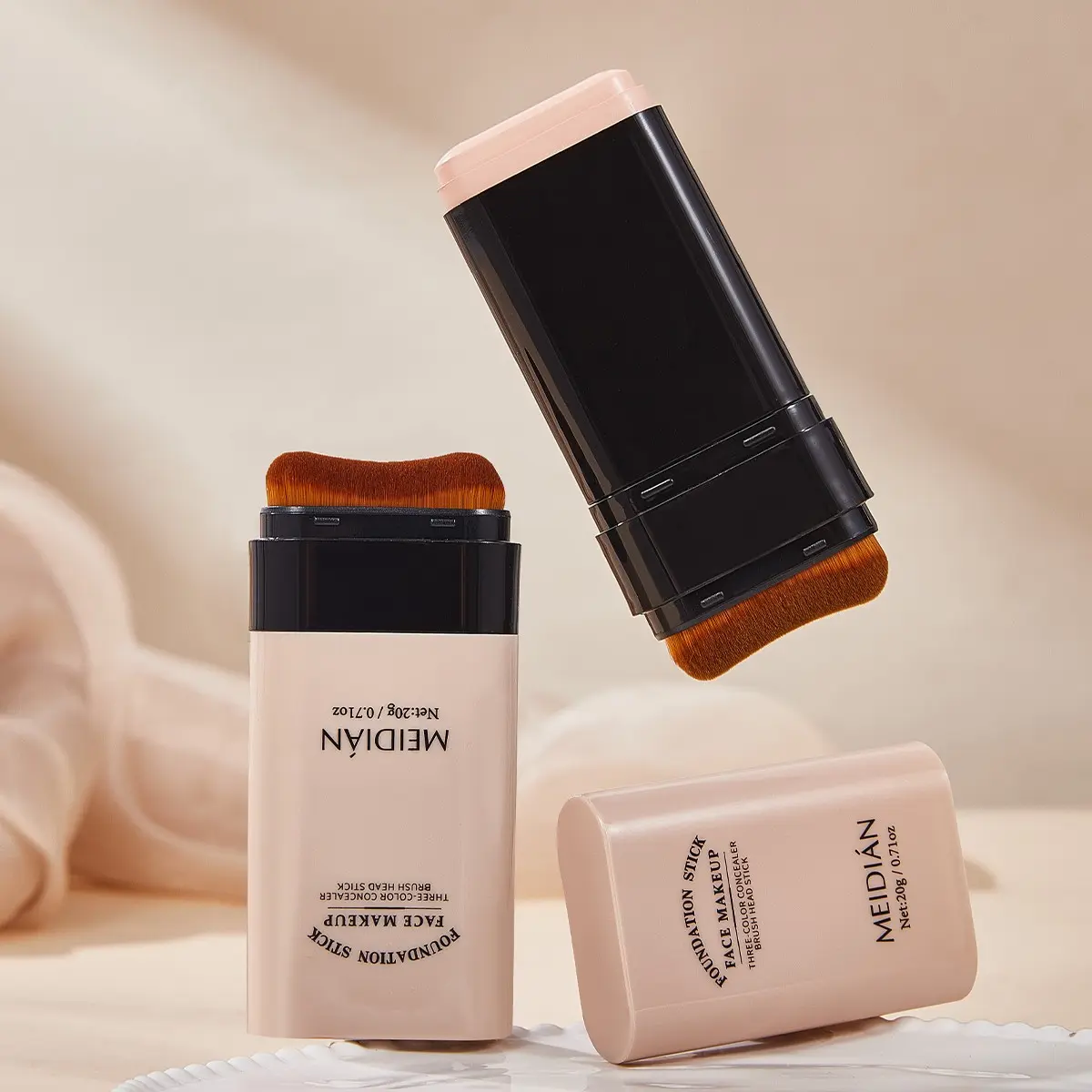 Double-Ended Foundation Stick, Three Colors Available, Lightweight Breathable, Waterproof Sweatproof, Natural Bare Makeup, Portable Quick Application