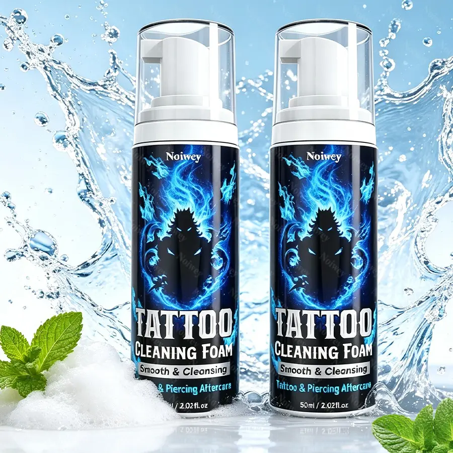 60ml*2 Foam Soap Tattoo Cleanser for Skin Prep Before And After Tattooing, Moisturizing Foam, Gentle Formula, Non-Irritating, Tattoo Soap for All Skin Types, Tattoo Equipment And Supplies, Tattoo Cleaning Foam Skin Cleanser