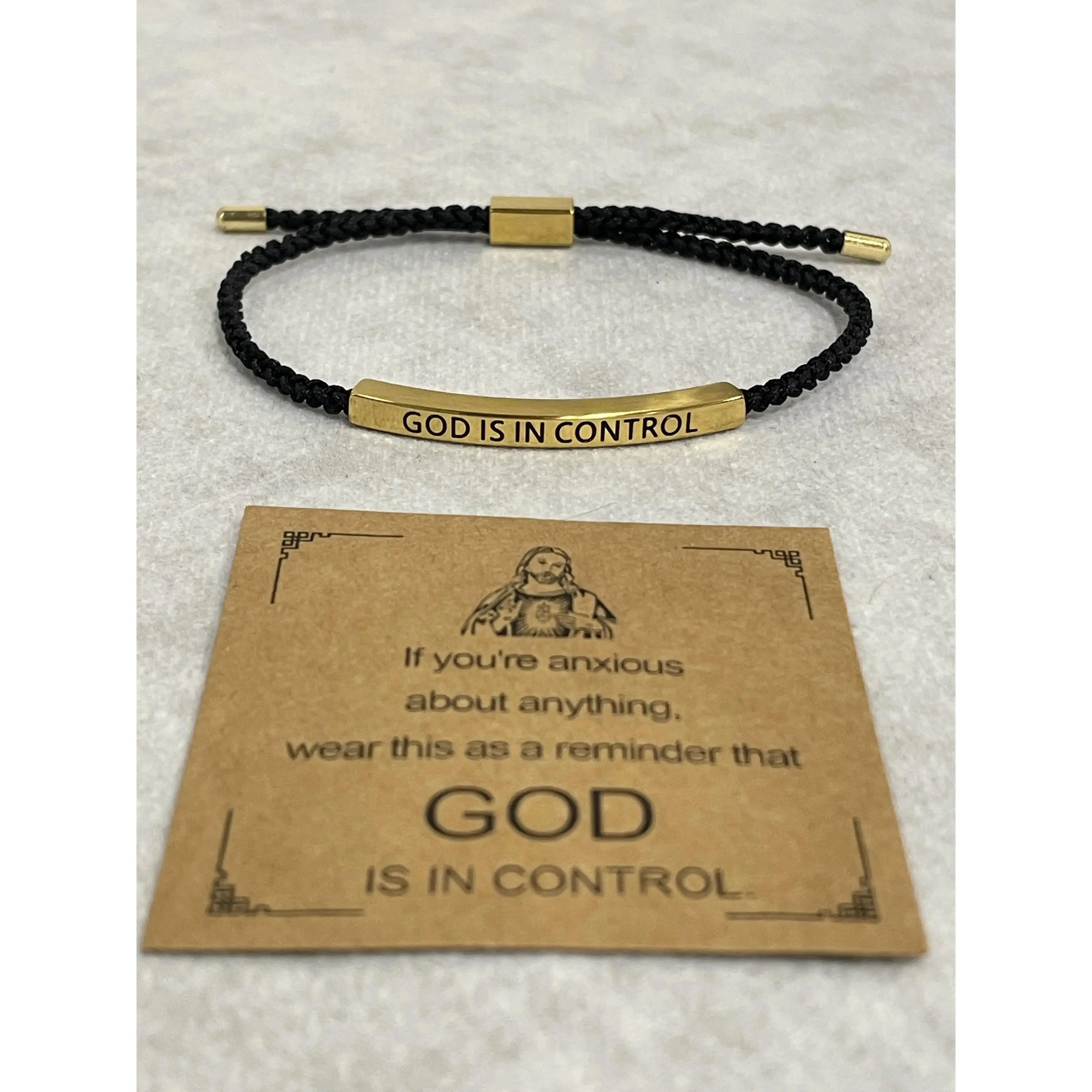 Inspire Bracelet "GOD IS IN CONTROL"/"DIOS TIENE EL CONTROL" - Premium Artistic Engraving, Stainless Steel & 18k Gold Plated, Adjustable Up to 10in, Meaningful & Visually Appealing Jewelry, English and Spanish, Perfect Mother's Day Gift, SummerVibes