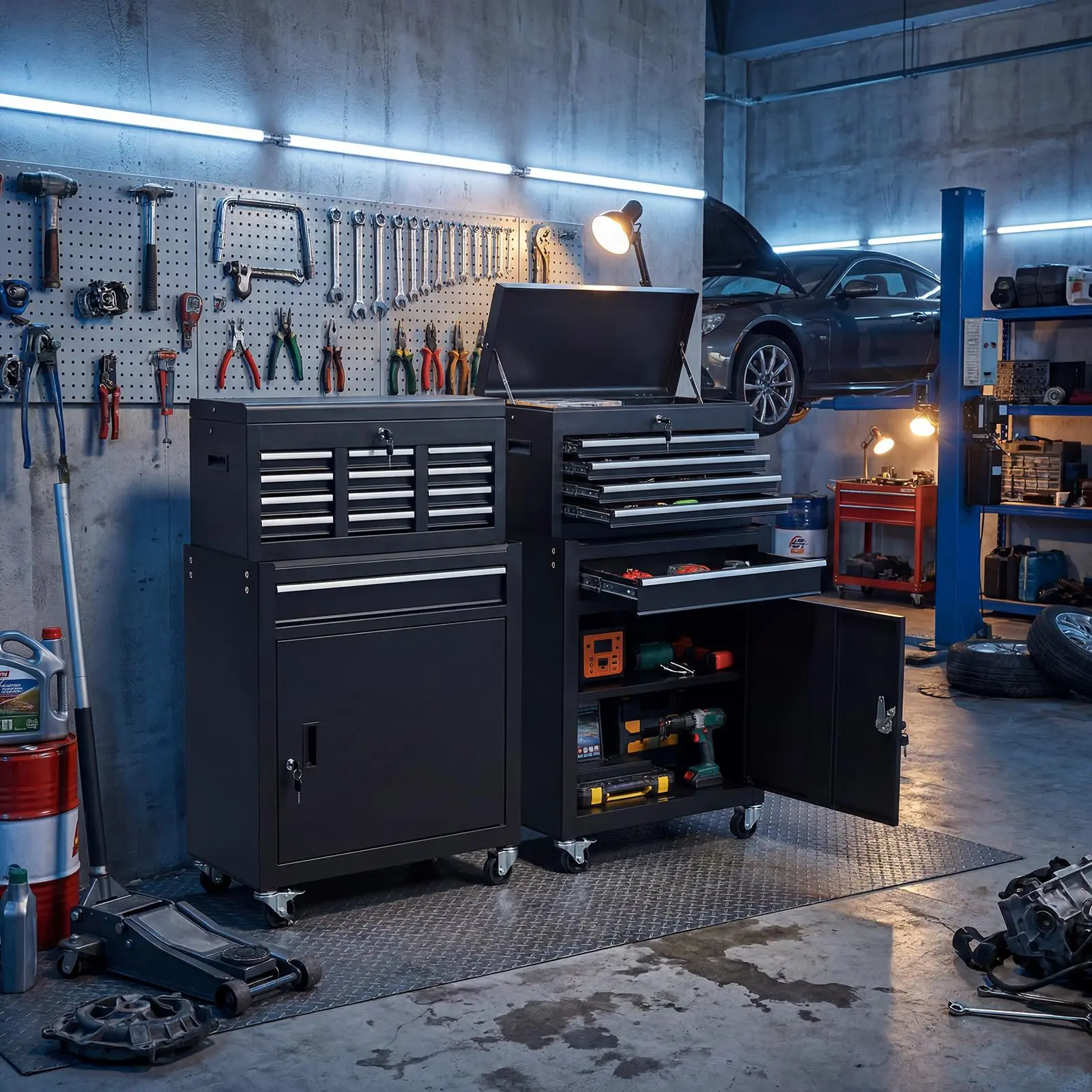 Garvee Heavy Duty 5-Drawer Rolling Tool Chest Cabinet – Metal Tool Storage Organizer, Sliding Drawers, Protective Liner, Wheels – Garage or Workshop - Black