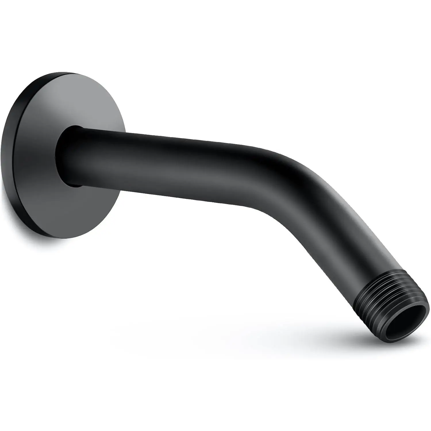 Matte Black 6-In Wall Mounted Shower Arm, Flange & Teflon Tape Included, Synthetic Extension Pipe for Fixed & Hand-Held Showers, Bathing Bathroom Fixture with Manufacturer Warranty