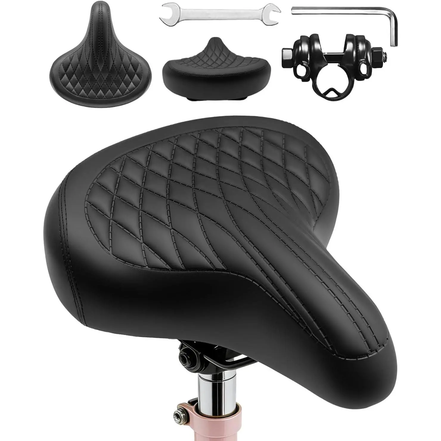 Wide  Seat for Men & Women, Comfort Soft   Seat,  Shock Absorbing  Saddle for Beach Cruiser, Peloton, Exercise, Stationary Bikes, EBike
