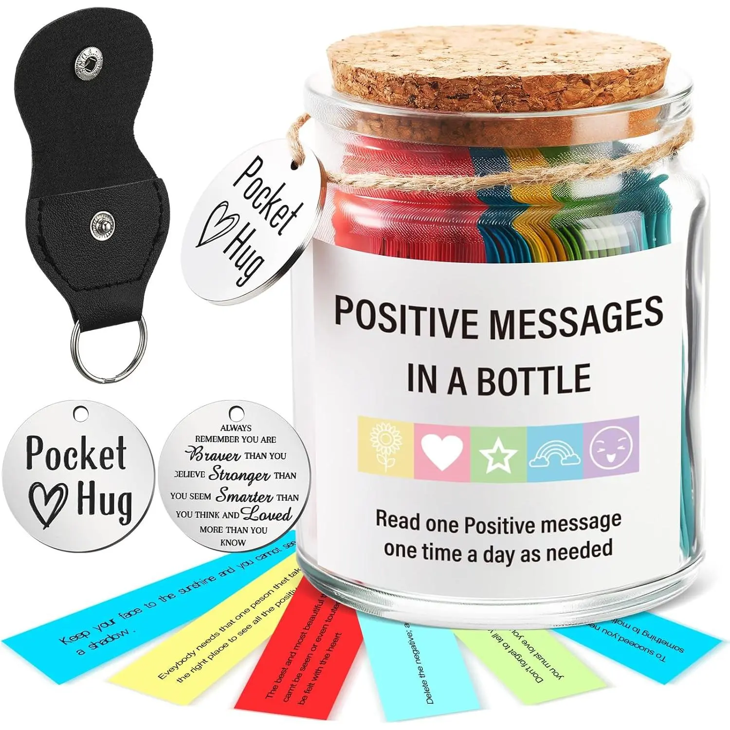 90 Positive Messages in a Jar, Positive Affirmation CNA Week Gifts for Women, Daily Inspirational Messages in a Jar with Pocket Hug  for Self Care