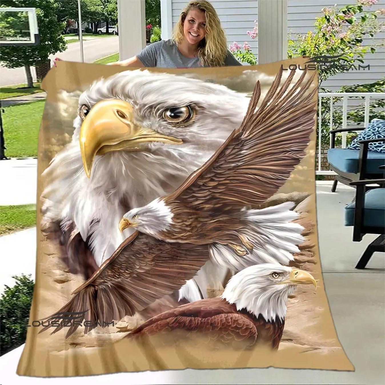 3D Eagle Print Flannel Blanket Ultra Soft Cozy Throw for Bed Sofa Couch | Warm Lightweight Picnic Travel Blanket Unique Birthday Gift