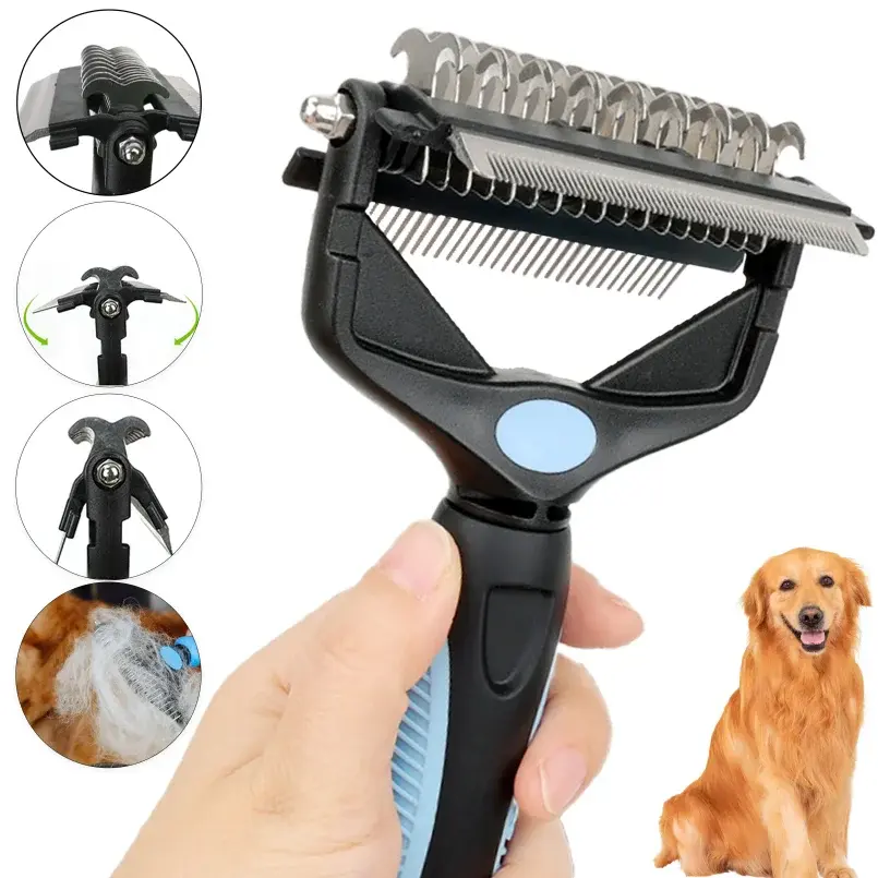 2-in-1 Pet Dematting Comb for Dogs & Cats | Gentle Deshedding & Detangling Tool | Reduces Shedding & Prevents Mats