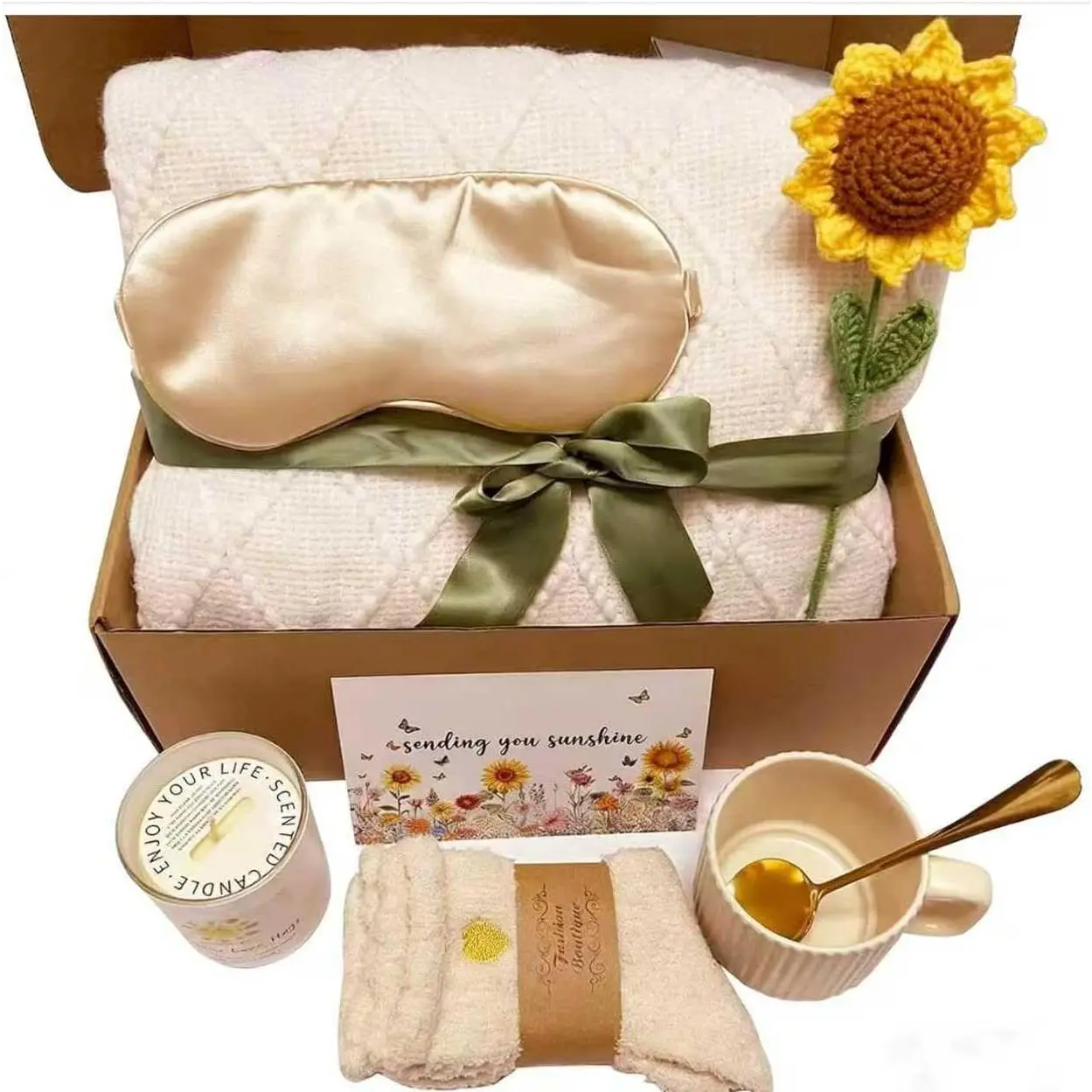 Birthday Gifts for Women Self Care Get Well Soon Gift Basket Spa Package Thinking of You Present Sympathy Inspirational Sunflower Valentines Gifts for Her Women Wife Mom Best Friend Sister