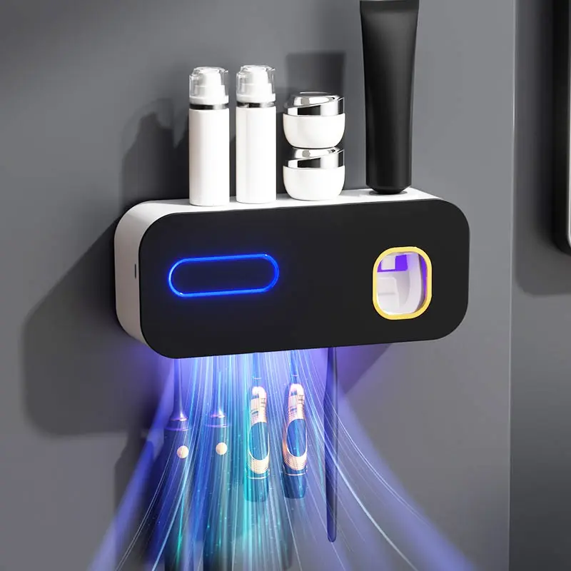 Portable Toothbrush Holder With Toothpaste Dispenser, Toothbrush Holders for Bathrooms, Rechargeable Wall Mount Toothbrush Holder, Portable Bathroom Toothbrush Holder, Smart Home Bathroom Accessories, Toothbrush and Toothpaste Holder, Ideal Gift