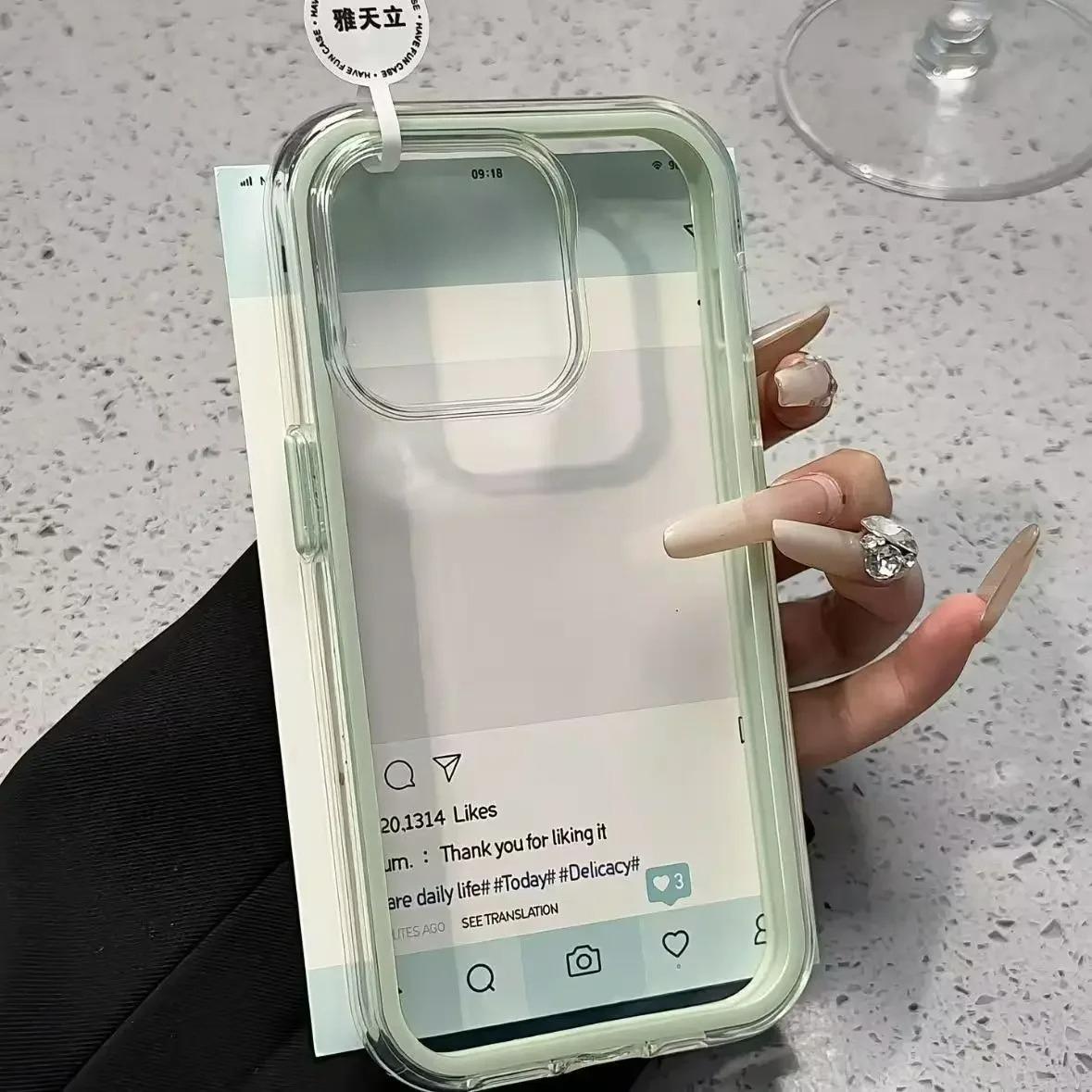 Luxury Candy Color Frame Clear Back Phone Case For iPhone 17  16 15 14 13 12Pro Max  Acrylic Shockproof Bumper Cover