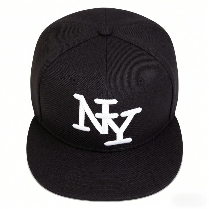 Flat-brim baseball cap with 3D NY embroidery, fully enclosed flat-brim cap, unisex, suitable for street dance, large head circumference hat