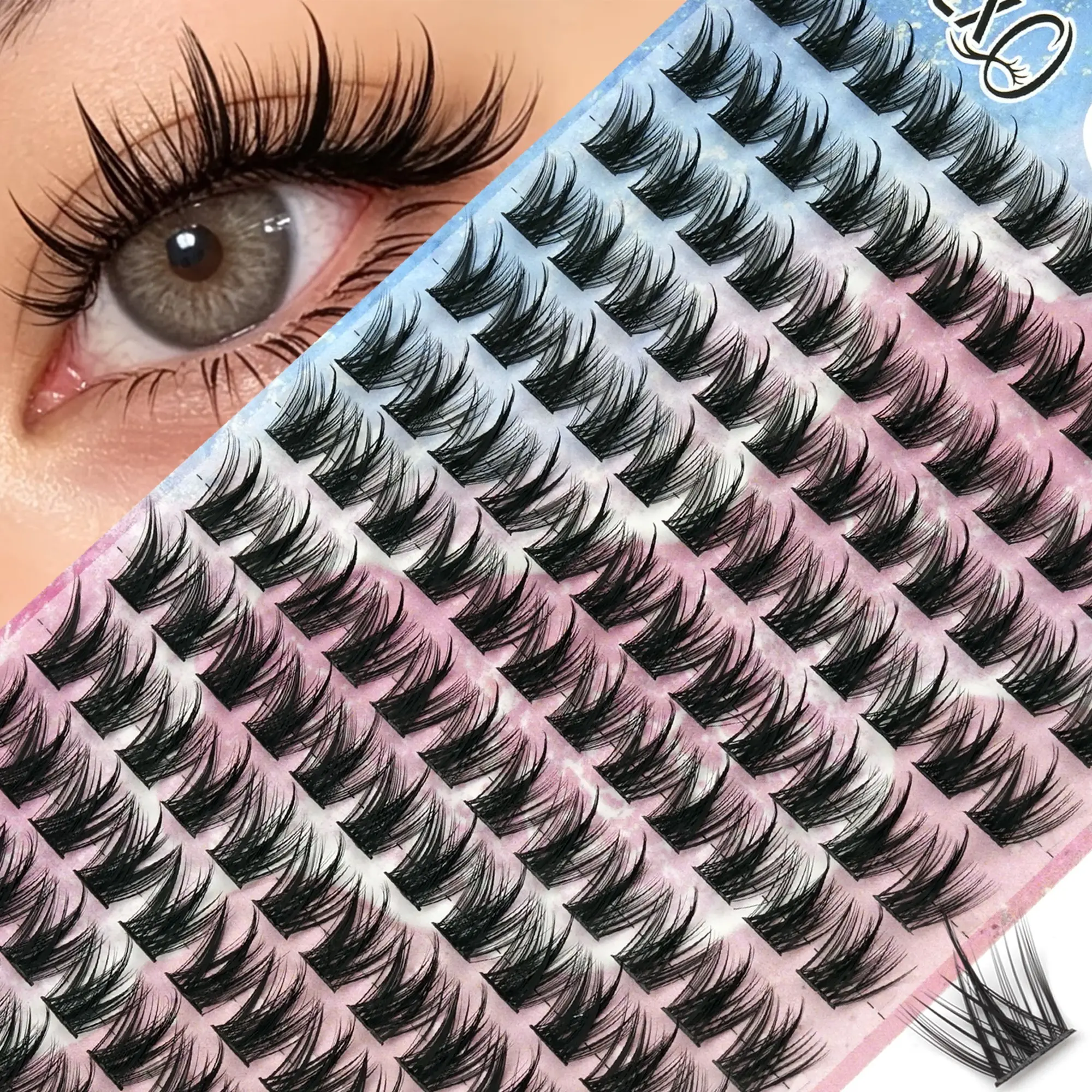 13-Row Lightweight Comic Style False Eyelashes, Soft Reusable Cluster Lashes, Makeup, Flawless, Perfect for Beginners, Daily Wear & Travel