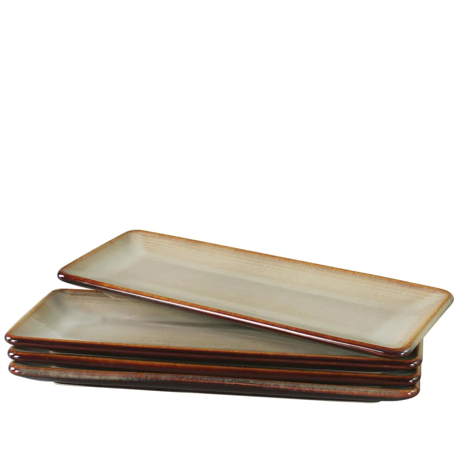 Ceramic Dinner Plates 4- Set, 10.7-inch Small Rectangular Dinner Plates for Entertaining Guests, Desserts, Salads, Appetizers, BBQs, Main Meals, Tacos, Kitchen Tableware